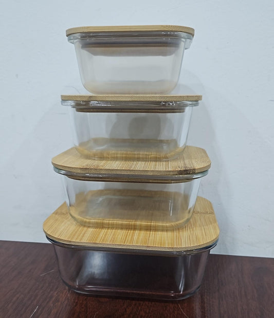 EcoLock™ Glass Food Storage Containers with Bamboo Lids