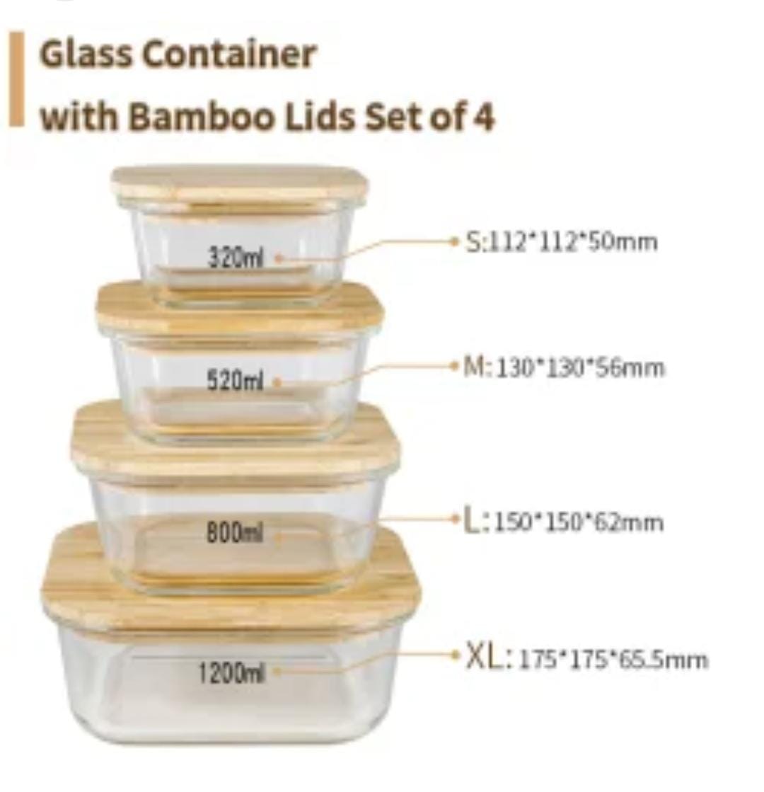 EcoLock™ Glass Food Storage Containers with Bamboo Lids