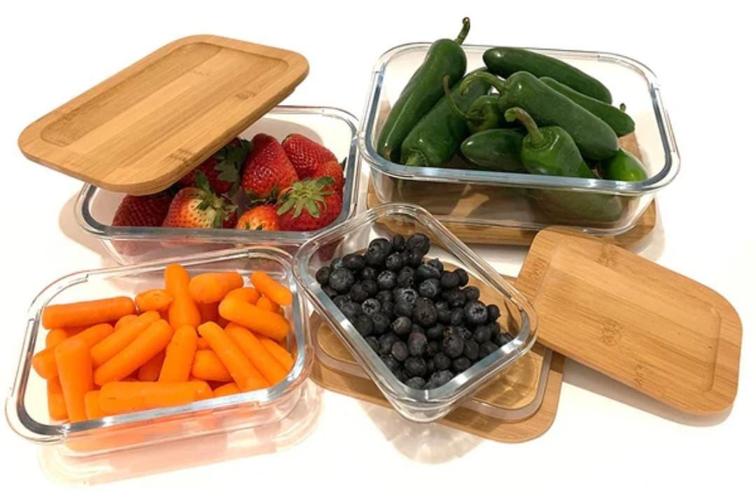 EcoLock™ Glass Food Storage Containers with Bamboo Lids