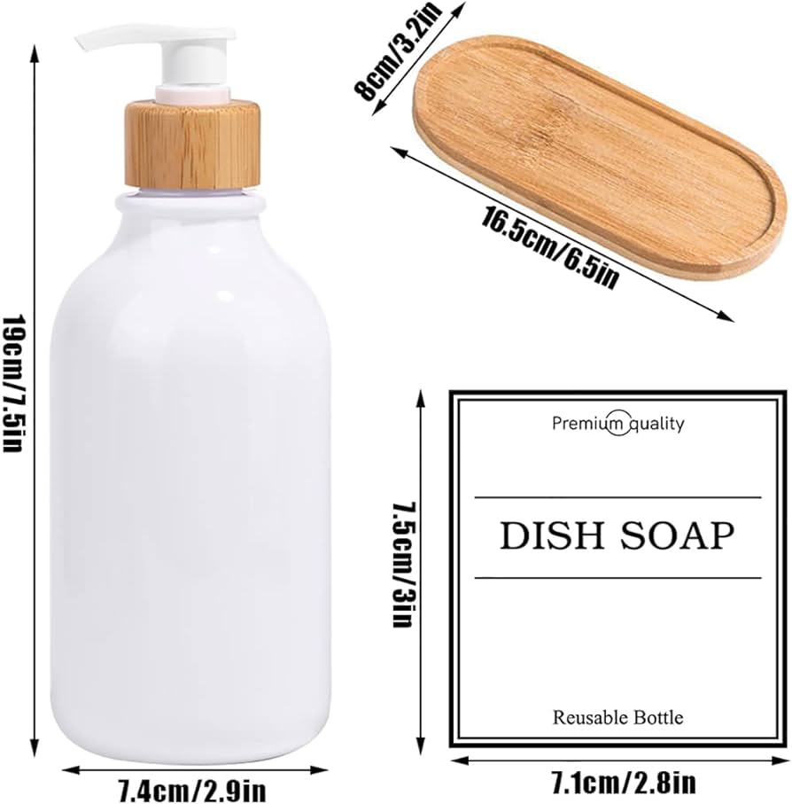 3-in-1 Refillable Ceramic Soap & Lotion Dispenser Set with Bamboo Base – 500ml Capacity