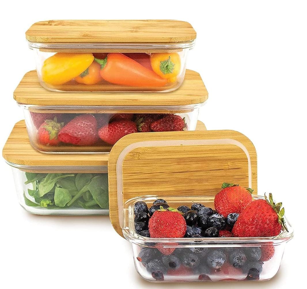 EcoLock™ Glass Food Storage Containers with Bamboo Lids