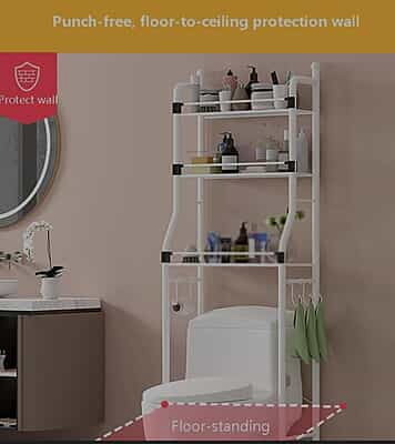 3-Layer Detachable Metallic Over-the-Toilet Rack | Space-Saving Storage