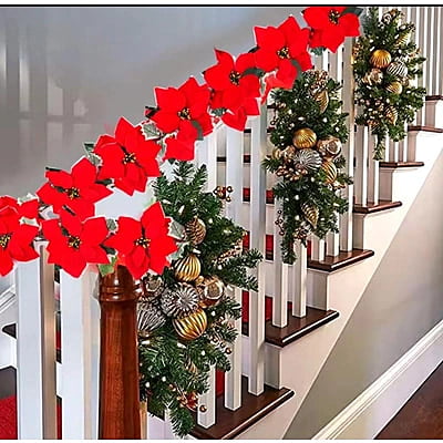 2M Christmas poinsettia garland