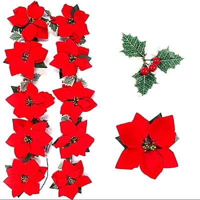 2M Christmas poinsettia garland